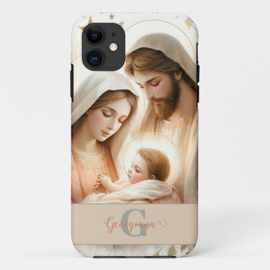 Gepersonaliseerde Bloemen Waterverf Baby Jesus Geb Case-Mate iPhone Case (Achterkant)