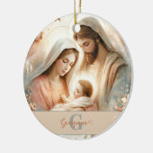 Gepersonaliseerde Bloemen Waterverf Baby Jesus Geb Keramisch Ornament (Links)