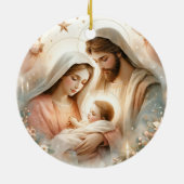Gepersonaliseerde Bloemen Waterverf Baby Jesus Geb Keramisch Ornament (Achterkant)