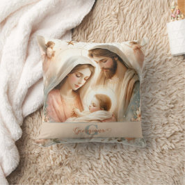 Gepersonaliseerde Bloemen Waterverf Baby Jesus Geb Kussen