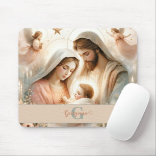 Gepersonaliseerde Bloemen Waterverf Baby Jesus Geb Muismat