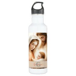 Gepersonaliseerde Bloemen Waterverf Baby Jesus Geb Waterfles