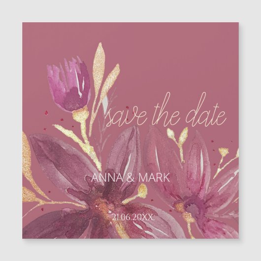 Gepersonaliseerde Bloemen Waterverf Bourgondië en (Voorkant)