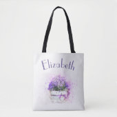 Gepersonaliseerde Bloemen Waterverf Paarse Lila Tote Bag (Voorkant)
