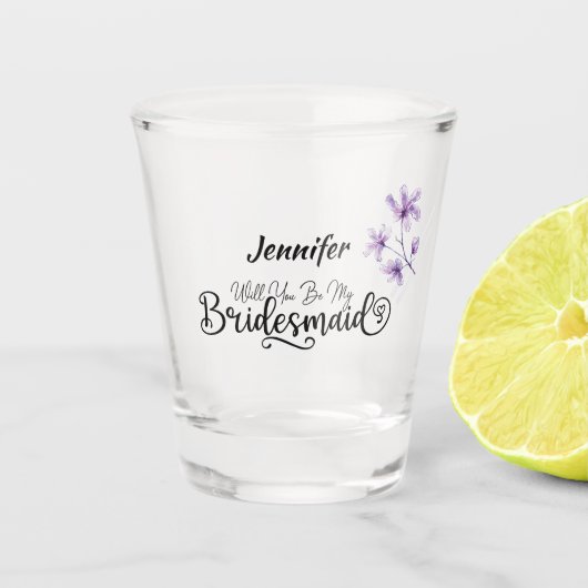 Gepersonaliseerde Bloemen Wil je mijn bruidsmeisje Shot Glas (Voorkant)