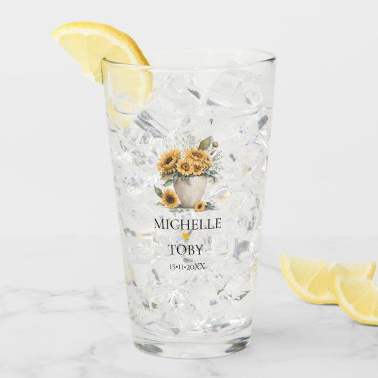 Gepersonaliseerde Bloemen Zonnebloem Passen getrou Glas (Voorkant ijs)