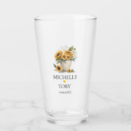 Gepersonaliseerde Bloemen Zonnebloem Passen getrou Glas
