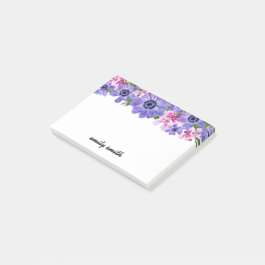 Gepersonaliseerde bloemenbloei post-it® notes (Schuin)