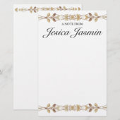 Gepersonaliseerde Bloemenbriefpapier met naam Briefpapier (Voorkant / Achterkant)