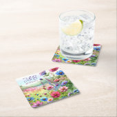 Gepersonaliseerde bloemenbruiloft gepersonaliseerd kartonnen onderzetters (Insitu)