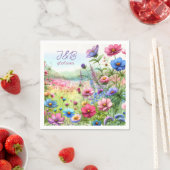 Gepersonaliseerde bloemenbruiloft gepersonaliseerd servet (Insitu)