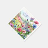 Gepersonaliseerde bloemenbruiloft gepersonaliseerd servet (Hoek)