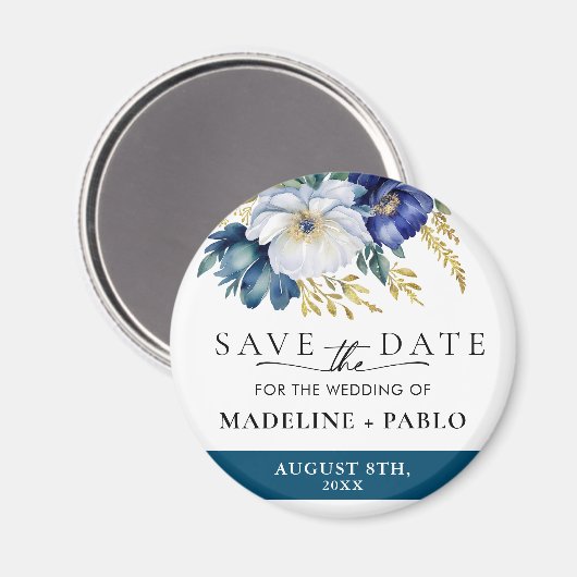 Gepersonaliseerde bloemenbruiloft Save the Date Ma Magneet (Voorkant / Achterkant)