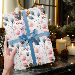 Gepersonaliseerde bloemenelegantie met foto's en n cadeaupapier