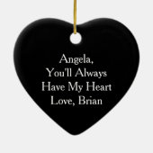 Gepersonaliseerde bloemenhart met sentimentele boo keramisch ornament (Achterkant)