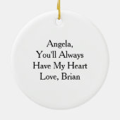 Gepersonaliseerde bloemenhart met sentimentele boo keramisch ornament (Achterkant)