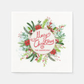 Gepersonaliseerde Bloemenkrans Kerstmis | Servet (Voorkant)