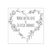 Gepersonaliseerde bloemenkrans 'Made with Love' Rubberstempel (Afrduk)