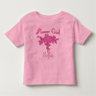 Gepersonaliseerde BLOEMENMEISJE met groot roze boe Kinder Shirts