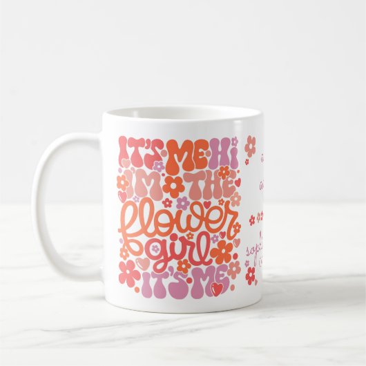 Gepersonaliseerde Bloemenmeisje Schattigee trendy  Koffiemok (Links)