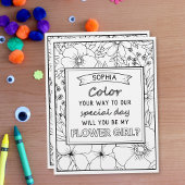 Gepersonaliseerde Bloemenmeisje voorstel Kleurplaa