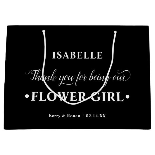 Gepersonaliseerde Bloemenmeisje Zwart Wit Dank u Groot Cadeauzakje (Voorkant)