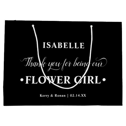 Gepersonaliseerde Bloemenmeisje Zwart Wit Dank u Groot Cadeauzakje (Achterkant)