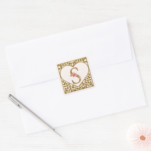 Gepersonaliseerde bloemenmonogram Sticker (Envelop)