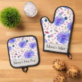 Gepersonaliseerde Bloemenoven Mitt & Pot Houder Se Ovenwant & Pannenlap Set (Top down)