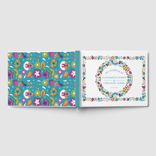 Gepersonaliseerde bloemenpatroon Mexicaanse bruilo Gastenboek (Volledig)