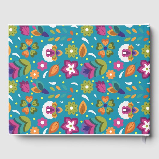 Gepersonaliseerde bloemenpatroon Mexicaanse bruilo Gastenboek (Achterkant)