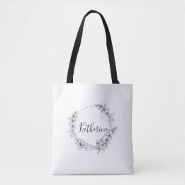 Gepersonaliseerde bloemenring tote bag