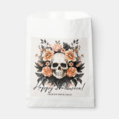 Gepersonaliseerde  Bloemenschedel Halloween Bedankzakje (Voorkant)