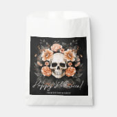 Gepersonaliseerde  Bloemenschedel Halloween Bedankzakje (Voorkant)