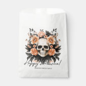 Gepersonaliseerde  Bloemenschedel Halloween Bedankzakje (Voorkant)