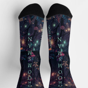 Gepersonaliseerde Bloemenspray Fantasy Art Groomsm Sokken