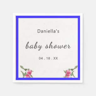 Gepersonaliseerde bloemenspray Paarse Baby shower Servet