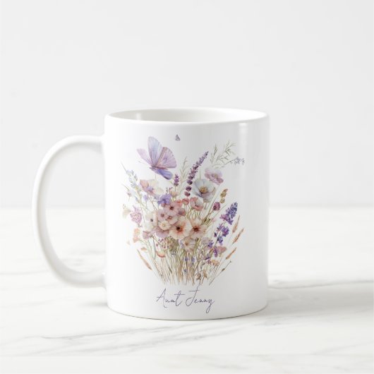 Gepersonaliseerde bloementante koffiemok (Links)