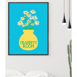 Gepersonaliseerde Bloemenvaas Blauw Slaapkamer Pos Poster