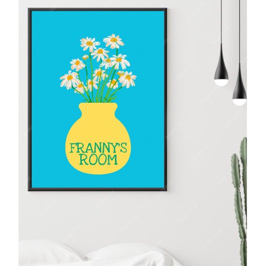 Gepersonaliseerde Bloemenvaas Blauw Slaapkamer Pos Poster