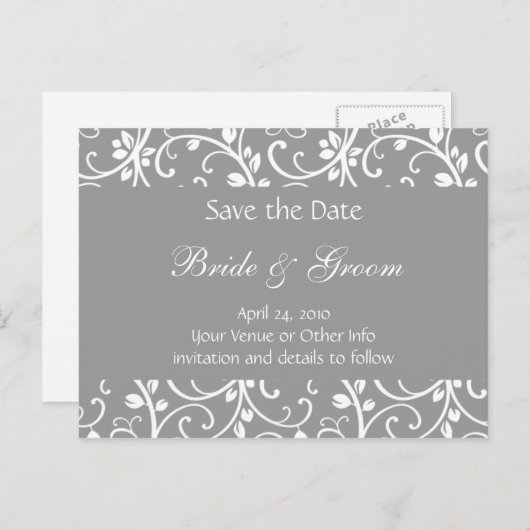 Gepersonaliseerde Bloemenwijnstok Save the Date Aankondigingskaart (Voorkant / Achterkant)