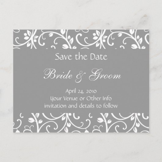 Gepersonaliseerde Bloemenwijnstok Save the Date Aankondigingskaart (Voorkant)