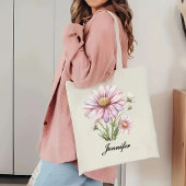 Gepersonaliseerde Bloemenzak, Cadeau voor Verjaard Tote Bag