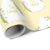 Gepersonaliseerde bloemige paaseieren geel cadeaupapier (Rol Hoek)