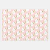 Gepersonaliseerde bloemige paaseieren roze inpakpapier vel (Voorkant)