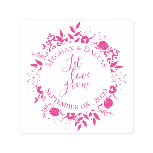 Gepersonaliseerde bloemkrans bruiloft zelfinktende stempel (Design)