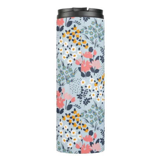 Gepersonaliseerde bloemmok met naam thermosbeker (Achterkant)