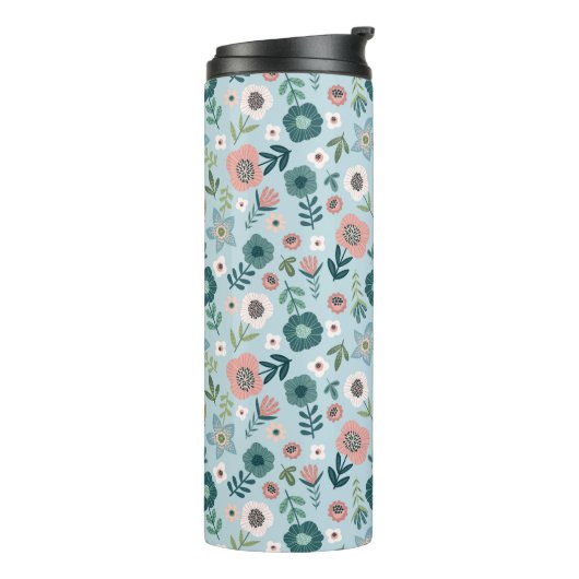 Gepersonaliseerde bloemmok met naam thermosbeker (Gedraaid links)