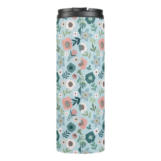 Gepersonaliseerde bloemmok met naam thermosbeker (Achterkant)