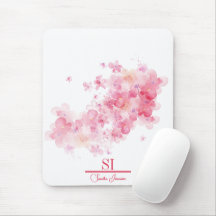 Gepersonaliseerde Bloemmonogram Mousepad|Gepersona